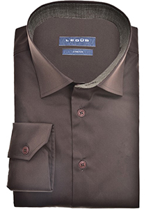 Ledub modern fit overhemd, donkerbruin