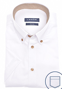 Ledub modern fit overhemd, korte mouw, wit