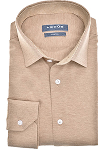 Ledub modern fit overhemd, mouwlengte 7, lichtbruin tricot