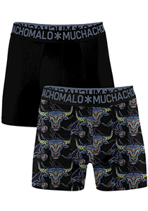 Muchachomalo boxershorts, heren boxers normale lengte (2-pack), Bull Print/solid