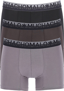Muchachomalo heren boxershorts (3-pack), cotton solid , zwart en grijs