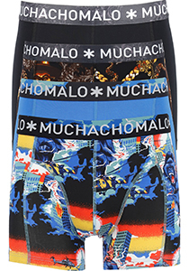 Muchachomalo heren boxershorts (4-pack), shorts King Kong Cuban Link, print, blauw, zwart