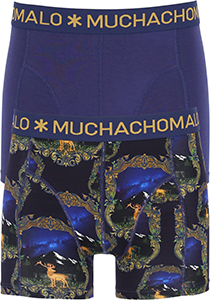 Muchachomalo heren boxershorts (2-pack), heren boxers normale lengte, katoen-modal, Elk, print en blauw