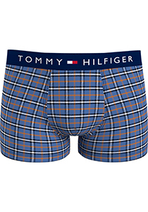 Tommy Hilfiger trunk (1-pack), heren boxers normale lengte, blauw, oranje en wit geruit