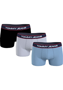 Tommy Hilfiger Jeans heren boxers normale lengte (3-pack), trunk, zwart, grijs, lichtblauw