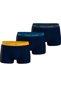 Tommy Hilfiger heren boxers normale lengte (3-pack), trunk, blauw met gekleurde tailleband