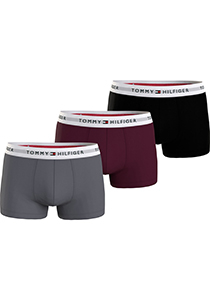 Tommy Hilfiger heren boxers normale lengte (3-pack), trunk, grijs, zwart, bordeaux