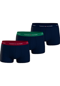 Tommy Hilfiger heren boxers normale lengte (3-pack), trunk, blauw met gekleurde tailleband