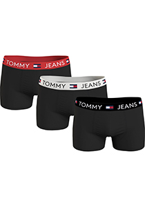 Tommy Hilfiger trunk (3-pack), heren boxers normale lengte, zwart met gekleurde tailleband