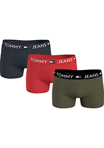 Tommy Hilfiger trunk (3-pack), heren boxers normale lengte, blauw, rood, olijfgroen