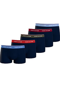 Tommy Hilfiger trunk (5-pack), heren boxers normale lengte, blauw met gekleurde tailleband
