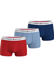 Tommy Hilfiger trunk (3-pack), heren boxers normale lengte, blauw, lichtblauw, rood