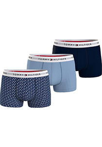 Tommy Hilfiger trunk (3-pack), heren boxers normale lengte, blauw, lichtblauw, print
