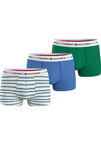 Tommy Hilfiger trunk (3-pack), heren boxers normale lengte, groen, lichtblauw, gestreept