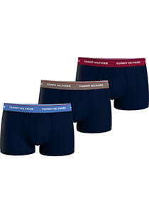 Tommy Hilfiger trunk (3-pack), heren boxers normale lengte, blauw met gekleurde tailleband