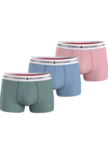 Tommy Hilfiger trunk (3-pack), heren boxers normale lengte, groen, lichtblauw, roze