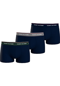 Tommy Hilfiger trunk (3-pack), heren boxers normale lengte, blauw met gekleurde tailleband