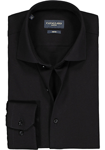 Cavallaro Napoli slim fit overhemd, tricot, zwart