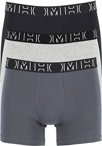 HOM Patrick #2 long boxer briefs (3-pack), heren boxers normale lengte, zwart, grijs, grijs