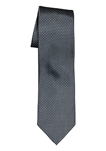 Michaelis  stropdas, zijde, blauw met olijfgroen en wit dessin