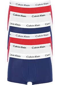 Actie 6-pack: Calvin Klein low rise trunks, lage heren boxers kort, rood, wit en blauw