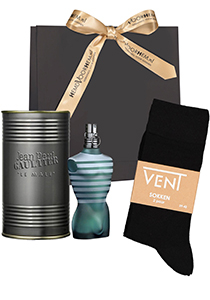 Heren cadeauset: Jean Paul Gaultier Le male eau de toilette met zwarte VENT sokken (2-pack)