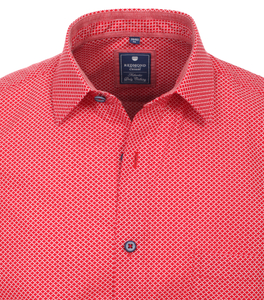 Redmond comfort fit overhemd, popeline, rood dessin