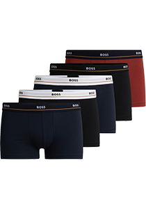 HUGO BOSS Essential trunks (5-pack), heren boxers kort, blauw, zwart en donkerrood