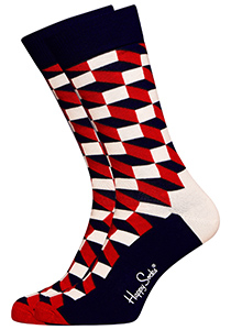 Happy Socks Filled Optic Sock, unisex sokken, rood-wit-blauw 