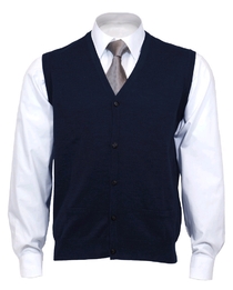 OLYMP modern fit mouwloos vest wol, V-hals, marine blauw