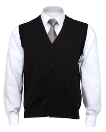 OLYMP modern fit mouwloos vest wol, V-hals, zwart