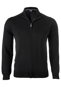 OLYMP modern fit vest wol, zwart met rits