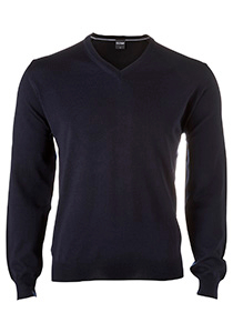 OLYMP modern fit trui wol, V-hals, marine blauw