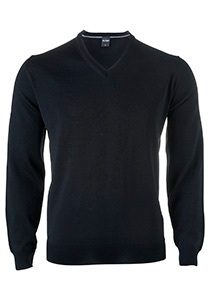 OLYMP modern fit trui wol, V-hals, zwart