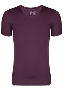 RJ Bodywear Pure Color T-shirt V-hals, aubergine microfiber