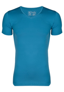 RJ Bodywear Pure Color, T-shirt V-hals, petrol microfiber