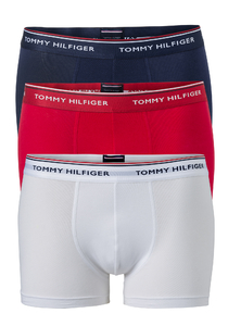 Tommy Hilfiger trunks (3-pack), heren boxers normale lengte, rood, wit en blauw