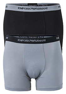 Emporio Armani Boxers Essential Core (2-pack), heren boxers normale lengte, zwart en grijs