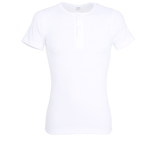 Ceceba heren T-shirt korte mouw met O-hals en knoopjes (1-pack), wit