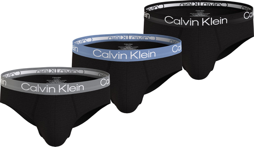 Calvin Klein Hipster Briefs (3-pack), heren slips, zwart met gekleurde tailleband