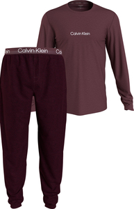 Calvin Klein pyjama, heren long sleeve pant set, bordeauxrood