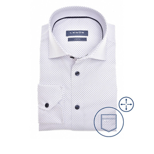 Ledub modern fit overhemd, wit met blauw dessin