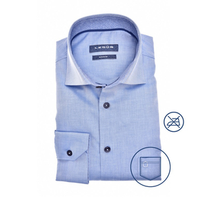 Ledub modern fit overhemd, middenblauw