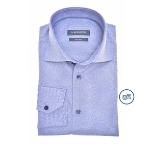 Ledub modern fit overhemd, middenblauw mini dessin