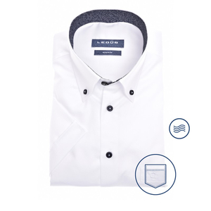 Ledub modern fit overhemd, korte mouw, wit
