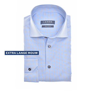 Ledub modern fit overhemd, mouwlengte 72 cm, popeline, lichtblauw dessin