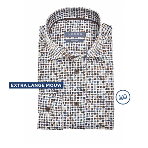 Ledub modern fit overhemd, mouwlengte 72 cm, popeline, middenblauw dessin