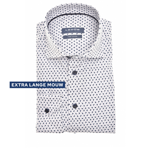 Ledub modern fit overhemd, mouwlengte 72 cm, popeline, wit dessin