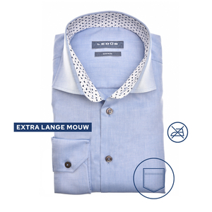 Ledub modern fit overhemd, mouwlengte 72 cm, popeline, middenblauw