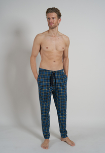 TOM TAILOR heren pyjama- of loungebroek, middenblauw geruit